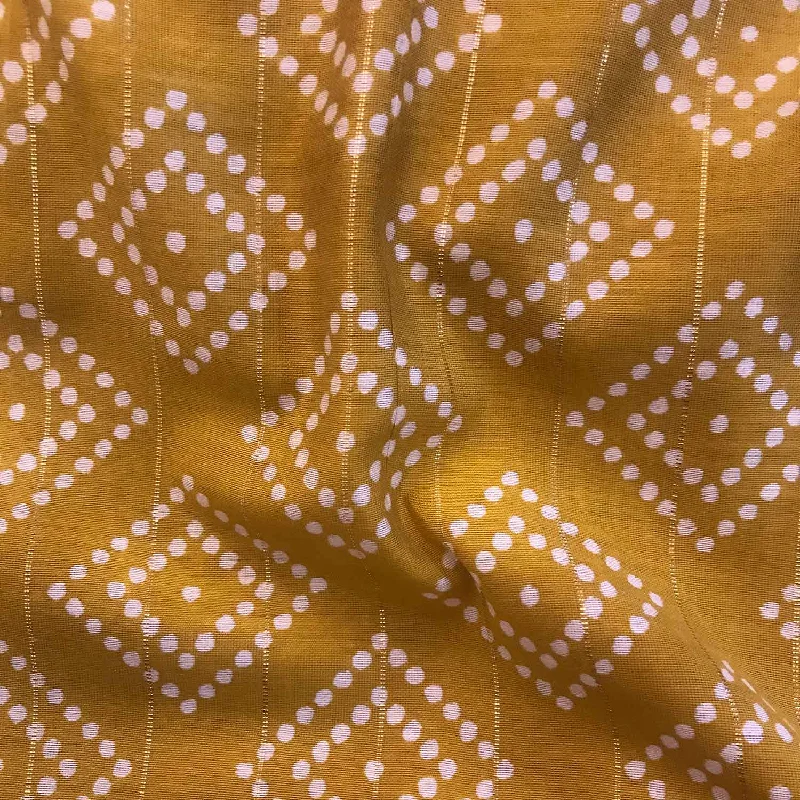 Mustard & White Dots Diamond Lurex Viscose Silk Fabric