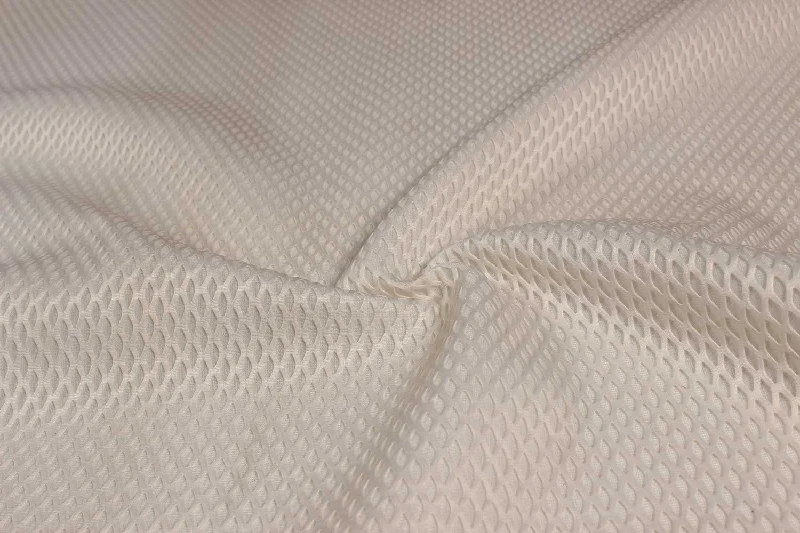 Off White Plain Bonded Sports Mess Fabric