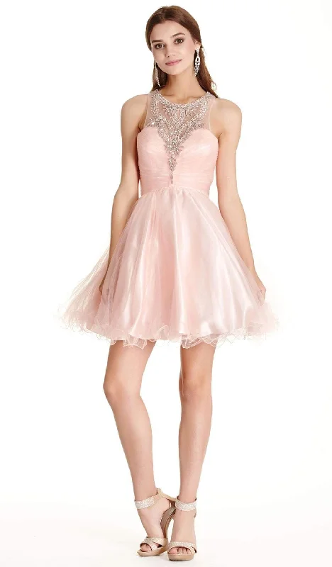 Trevi Collection - Dazzling Illusion Halter Affordable Prom Dress