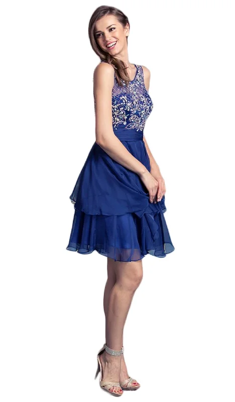 Trevi Collection - Dazzling Tiered A-line Homecoming Dress