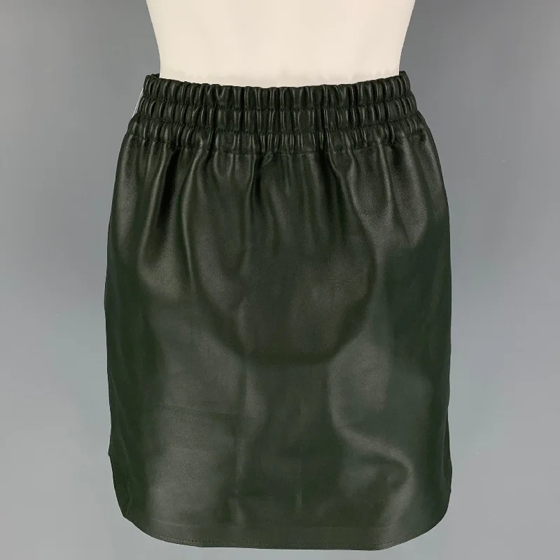 BOTTEGA VENETA Size S Green Leather Mini Skirt