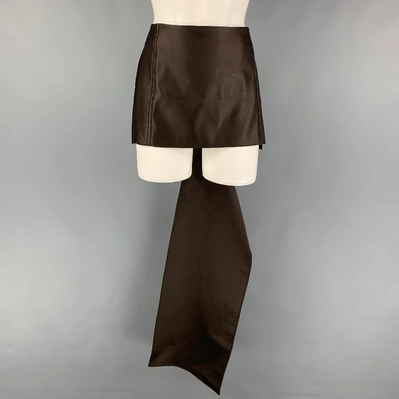 PRADA Size 4 Brown Double Satin Silk Mini Skirt