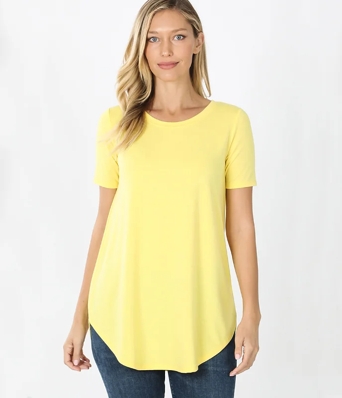 Short Sleeve Round Neck Top - Yellow (ready to ship)