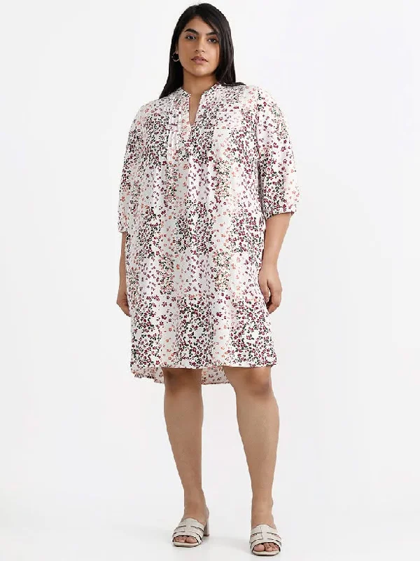 Gia Curves White Floral-Patterned Dress