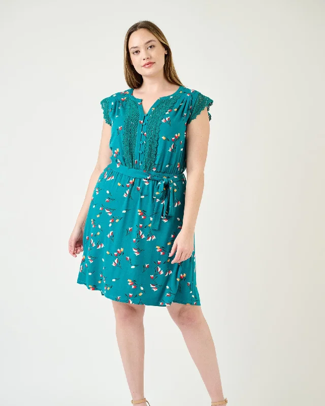 Lailah Floral Knit Dress | F412 Slate Teal