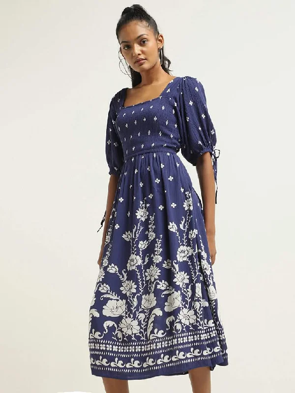 LOV Navy Floral Dress