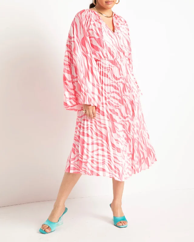 Pleated Printed Dress | Tiger Crush