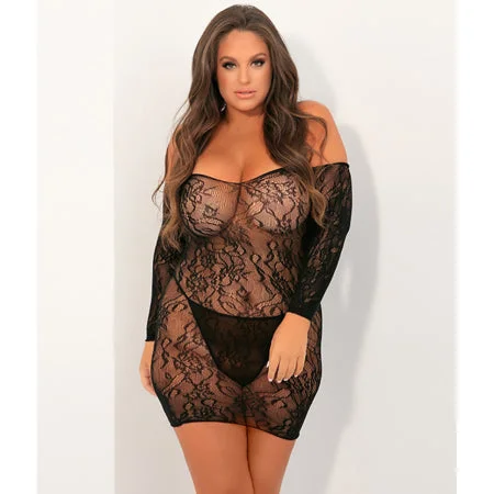 Seductive Lace Dress Black 1x-2x