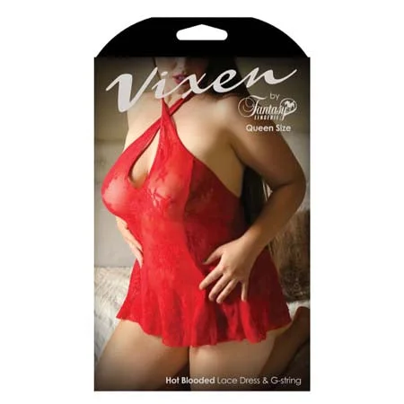 Vixen Hot Blooded Lace Dress & G-String- Queen Size