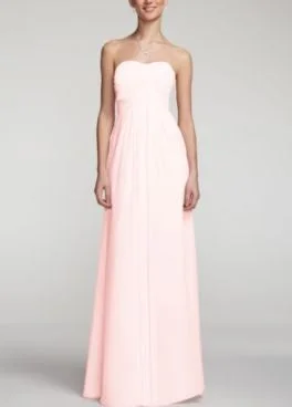 Other Davids Bridal long strapless chiffon in petal (lig