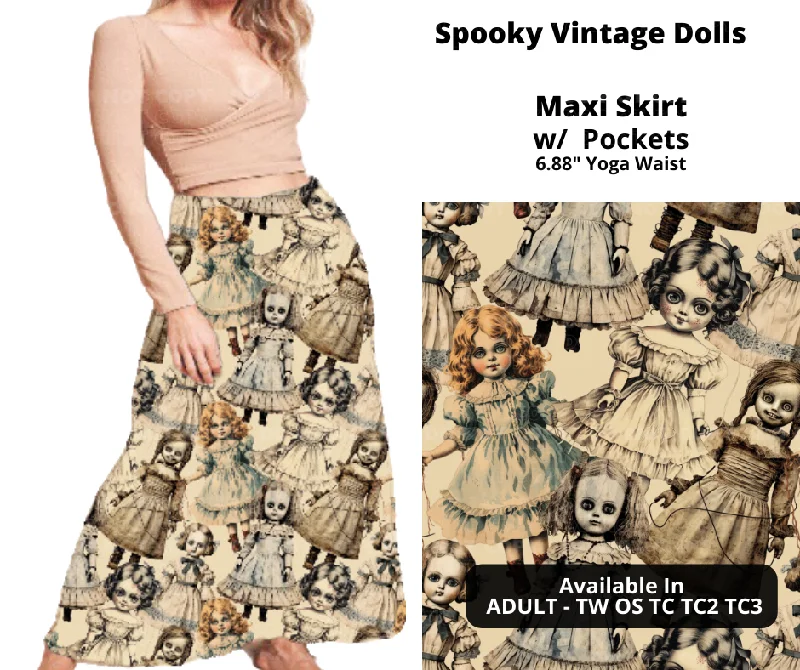 Spooky Vintage Dolls Maxi Skirt