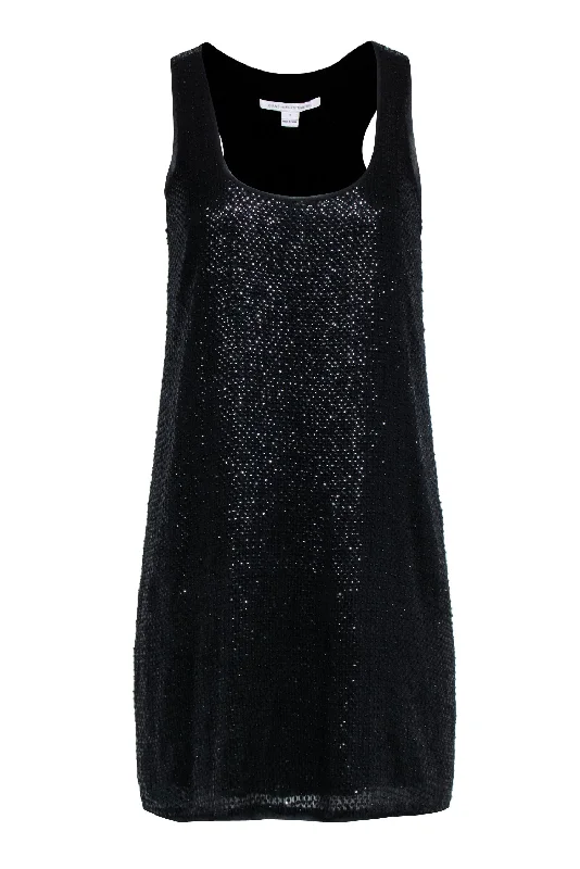 Diane von Furstenberg - Black Beaded & Sequins Sleeveless Dress Sz 4