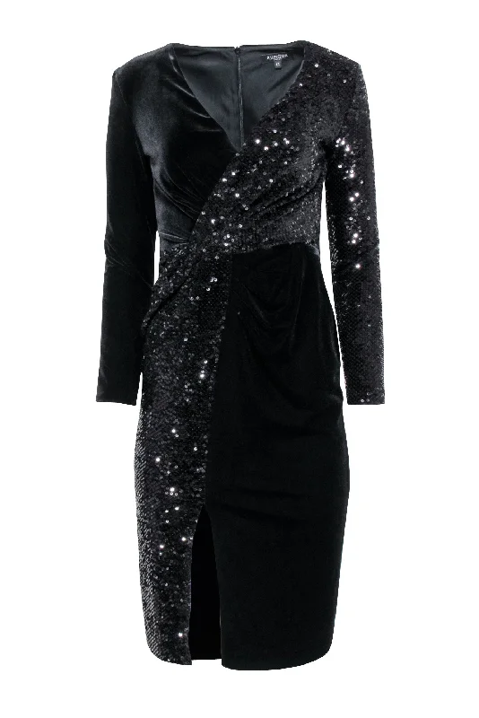 Rumor London - Black Velvet & Sequin Dress Sz XS