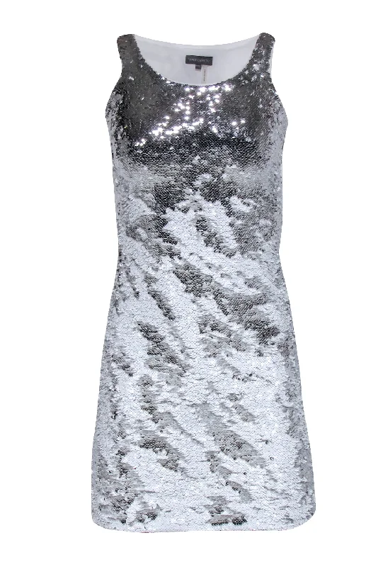 Vince Camuto - White & Silver Two-Way Sequin Shift Dress Sz XXS