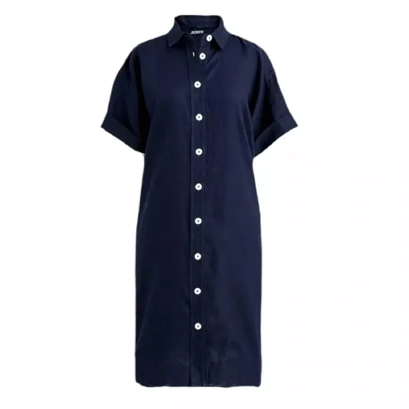 Capitaine Linen Shirtdress - Petite In Blue