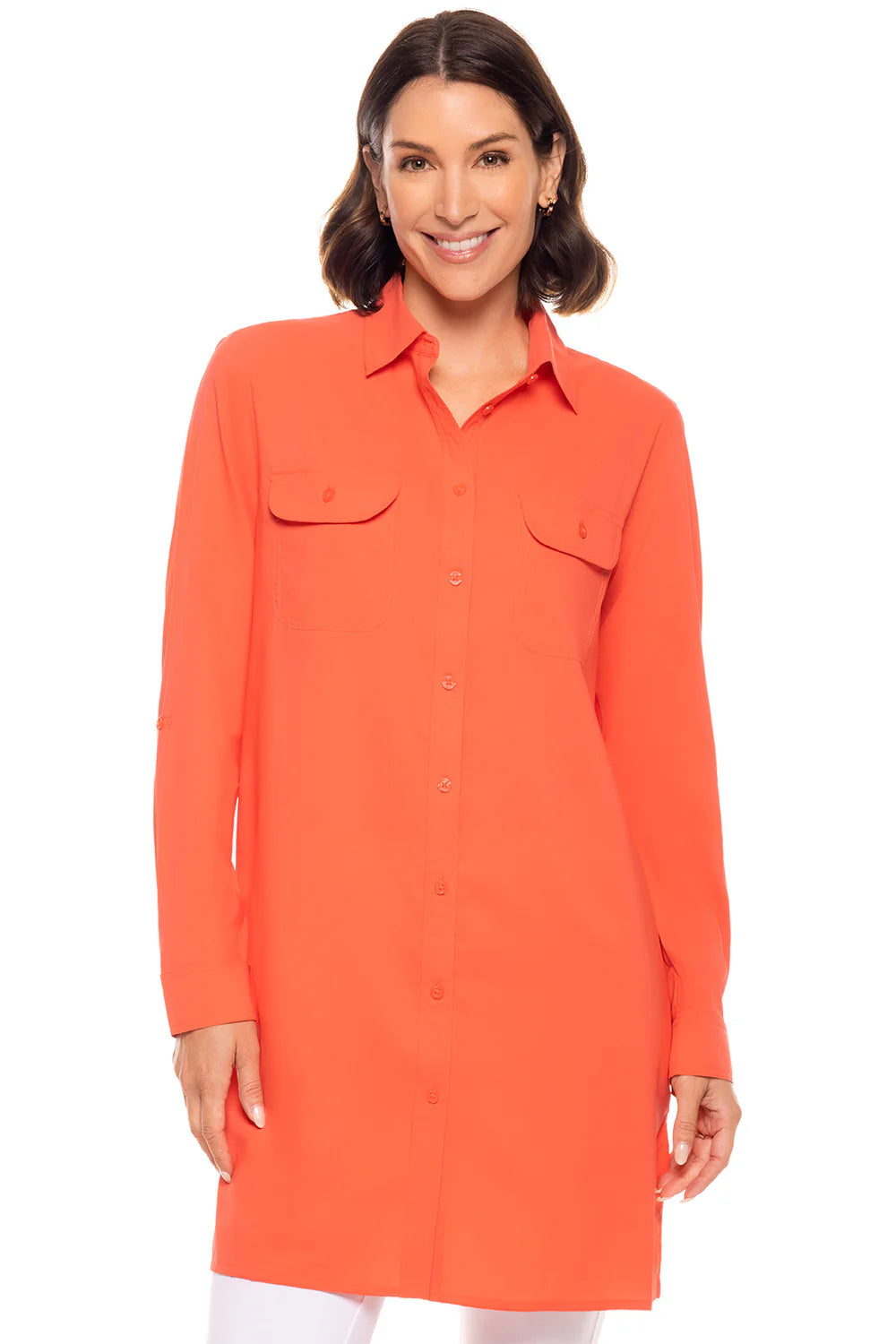 SANTORINI TUNIC SHIRT VIVID CORAL