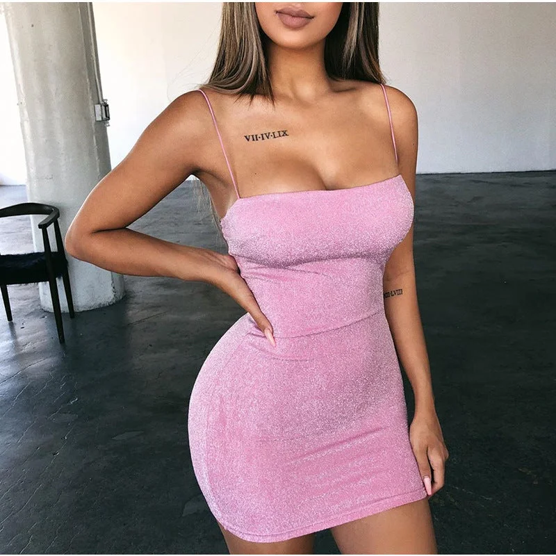 Spaghetti Strap Backless Strapless Slim Bodycon Dress